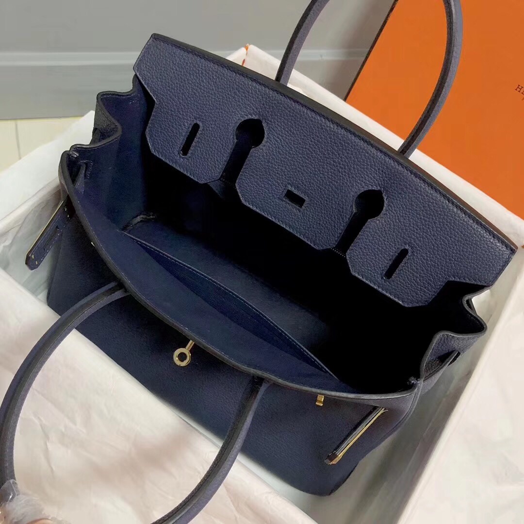 Hermes Birkin 35CM Togo Leather Handbag Deep Blue